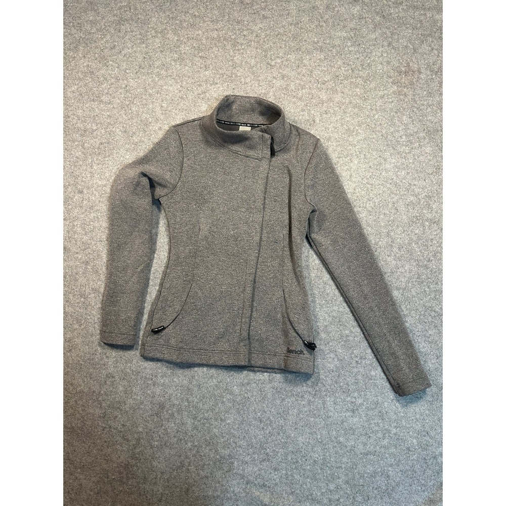 Bench Women's Gray Asymmetrical Full Zip Fleece Jacket Mock Neck Small